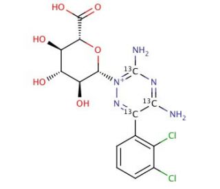 Chemical structure of Lamotrigine N2-Glucuronide | 133310-19-7