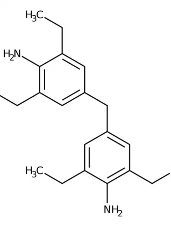 Chemical structure of 4,4’-Methylenebis(2,6-diethylaniline) | 13680-35-8