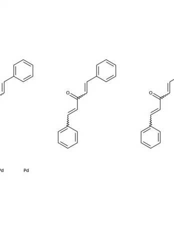 Chemical structure of Pd2dba3 (Tris(dibenzylideneacetone)dipalladium(0)) | 51364-51-3