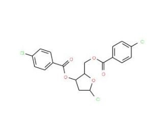 Chemical structure of 1-chloro-3,5-di-O-(4-chlorobenzoyl)-2-deoxy--d-ribofuranose | 21740-23-8