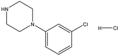 chemical structure of 1-(3-Chlorophenyl)piperazine hydrochloride | 65369-76-8