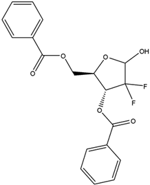 Chemical structure of 2-Deoxy-2,2-difluoro-D-ribosefuranose-3,5-dibenzoate | 143157-22-6