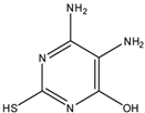 Chemical structure of 4,5-Diamino-6-hydroxy-2-mercapto pyrimidine | 1004-76-8