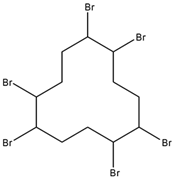 Chemical structure of 1,2,5,6,9,10-Hexabromocyclododecane | 3194-55-6