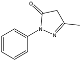 Chemical structure of 3-Methyl-1-phenyl-2-pyrazoline-5-one | 89-25-8