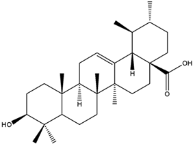 Chemical structure of Ursolic Acid | 77-52-1