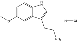 Chemical structure of 5-Methoxy-trpytamine hydrochloride | 66-83-1