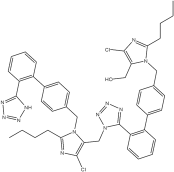 Chemical structure of N-Losartanyl-losartan | 230971-71-8