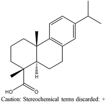 Chemical structure of (+)-Dehydroabietic acid | 1231-75-0