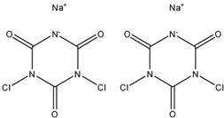 Chemical structure of Dichloro isocyanuric acid di-sodium salt | 51580-86-0