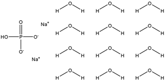 Chemical structure of Disodium Phosphate Dodecahydrate | 10039-32-4