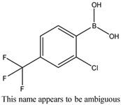 Structure of 2-Chloro-[4-(trifluoromethyl)-benzene]-boronic acid | 254993-59-4