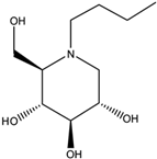 Chemical structure of N-Butyldeoxynojirimycin | 72599-27-0