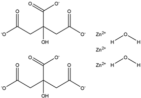 Chemical structure of Zinc Citrate Dihydrate | 546-46-3